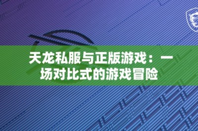 天龙私服与正版游戏：一场对比式的游戏冒险