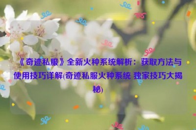 《奇迹私服》全新火种系统解析：获取方法与使用技巧详解(奇迹私服火种系统 独家技巧大揭秘)